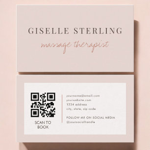 Massage-Therapeut QR-Code Blush-Pink Visitenkarte