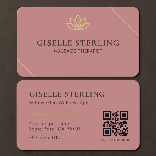 Massage-Therapeut QR-Code in Rosa Visitenkarte