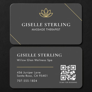 Massage-Therapeut QR-Code in Schwarz und Gold Visitenkarte