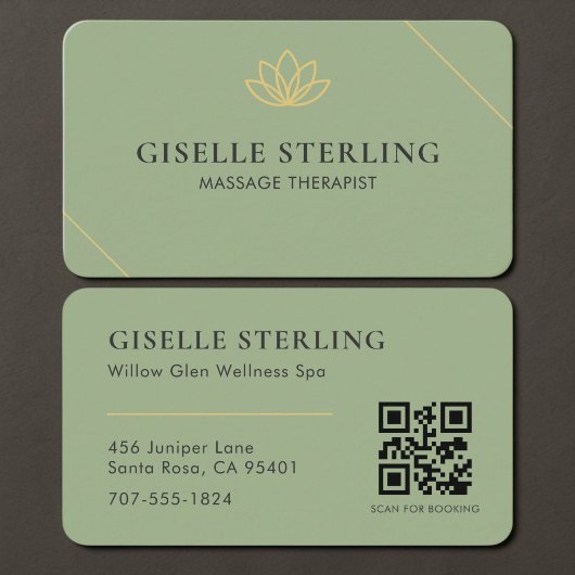 Massage-Therapeut QR-Code Sage Grün Visitenkarte