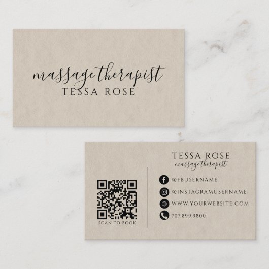 Massage-Therapeut QR-Code Visitenkarte (Vorne/Hinten)