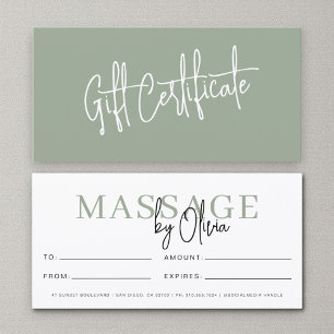 Massage-Therapeut Sage Green Geschenkgutscheine