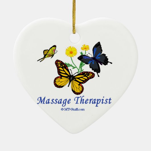 Massage-Therapeut-Schmetterlinge Keramik Ornament (Hinten)