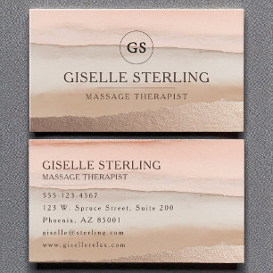 Massage Therapeutin Rose Gold Blush Beige Wasserfa Visitenkarte