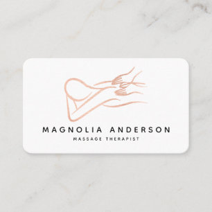 Massage Therapeutin Rose Gold Foil Brushed Metal Visitenkarte