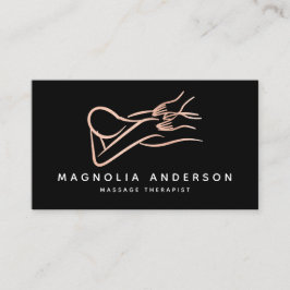 Massage Therapeutin Rose Gold Foil Brushed Metal Visitenkarte