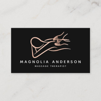 Massage Therapeutin Rose Gold Foil Brushed Metal Visitenkarte