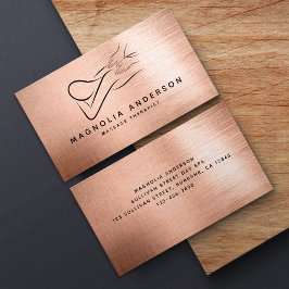 Massage Therapeutin Rose Gold Foil Brushed Metal Visitenkarte