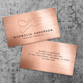Massage Therapeutin Rose Gold Foil Brushed Metal Visitenkarte