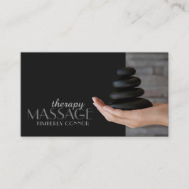 Massage Therapie Black Healing Stones Business Car Visitenkarte