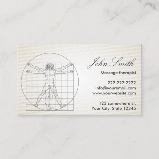 Massage Therapie Davinci menschlichen Körper Visitenkarte (Vorderseite)