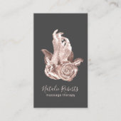 Massage Therapie Elegante Rose Gold Hände & Blume Visitenkarte (Vorderseite)
