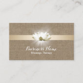 Massage Therapie Glühen Lotus Heilsalon Burlap Visitenkarte (Vorderseite)