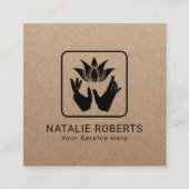 Massage Therapie Lotus Heilhandschuhe Vintage Kraf Quadratische Visitenkarte (Vorderseite)