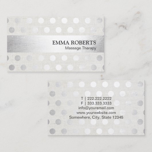 Massage-Therapie-modernes Silber punktiert das Visitenkarte (Vorne/Hinten)