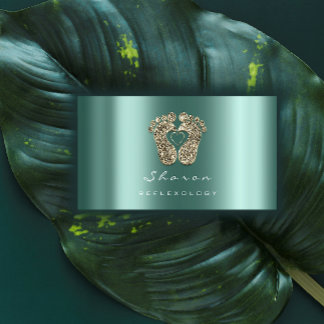 Massage Therapie Reflexologie Aquamarin Gold Glitz Visitenkarte