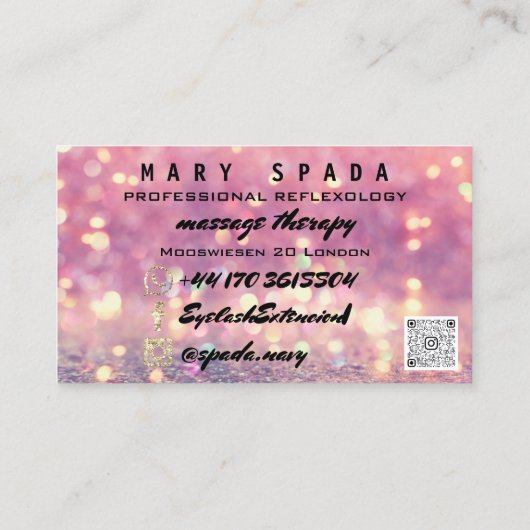Massage Therapie Reflexologie Fütterung Rose Pink Visitenkarte (Rückseite)