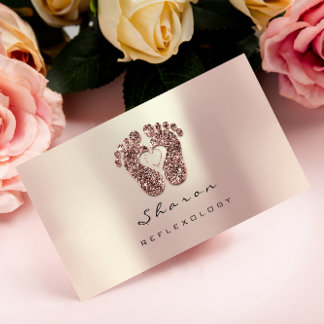 Massage Therapie Reflexologie Rose Glitzer Schwarz Visitenkarte
