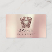 Massage Therapie Reflexologie Rose Glitzer Schwarz Visitenkarte (Vorderseite)