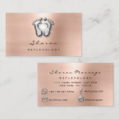 Massage Therapie Reflexologie Rose Silber Visitenkarte (Vorne/Hinten)