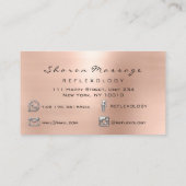 Massage Therapie Reflexologie Rose Silber Visitenkarte (Rückseite)