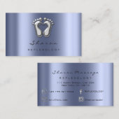 Massage Therapie Reflexologie Silver Gray Blue Nav Visitenkarte (Vorne/Hinten)