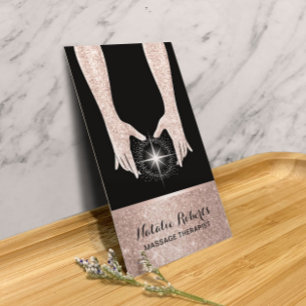 Massage-Therapie Reiki Spa Rose Gold Heilende Händ Visitenkarte