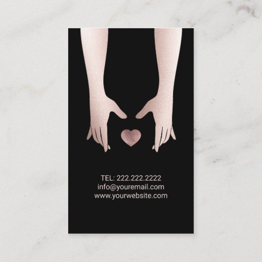 Massage Therapie Rose Gold Heilhandschuhe & Herz Visitenkarte (Rückseite)