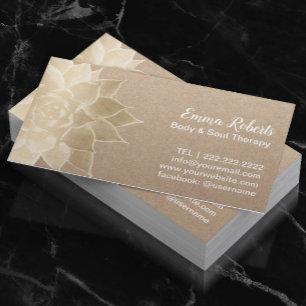 Massage-Therapie-Spa Gold Floral Rustik Kraft Visitenkarte