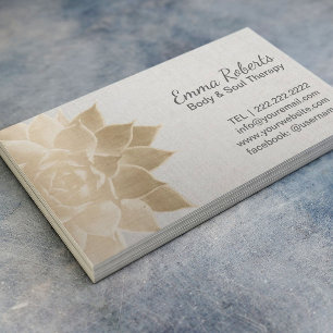 Massage-Therapie-Spa Gold Floral Vintage Leinen Visitenkarte