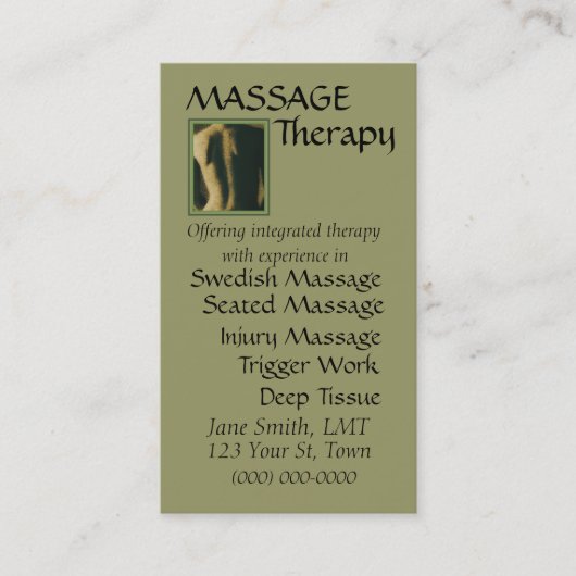 Massage-Therapie Terminkarte (Vorderseite)
