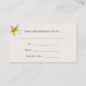 Massage Therapie Tropische Blume Salon Geschenk Rabattkarte (Rückseite)