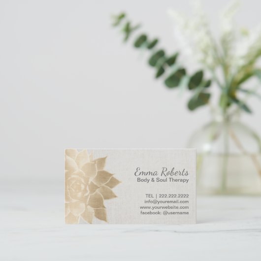 Massage Therapie Wellness-Center Gold Blumenstrauß Visitenkarte (Stehend Vorderseite)