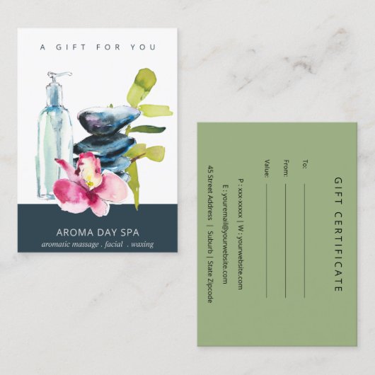 MASSAGE-THERAPIEBESCHEINIGUNG FÜR ORCHID STONE WEL VISITENKARTE (Vorne/Hinten)