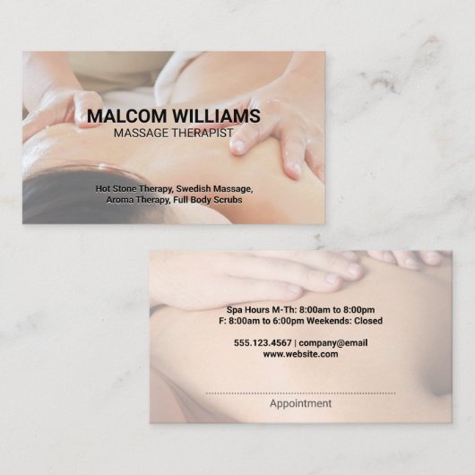 Massage Therapieplan Terminkarte (Vorne/Hinten)