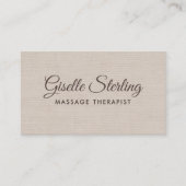 Massage Therapist Beige Linen Elegant QR Code Visitenkarte (Vorderseite)