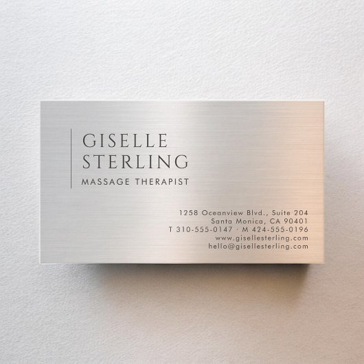 Massage Therapist Brushed Metal Visitenkarte