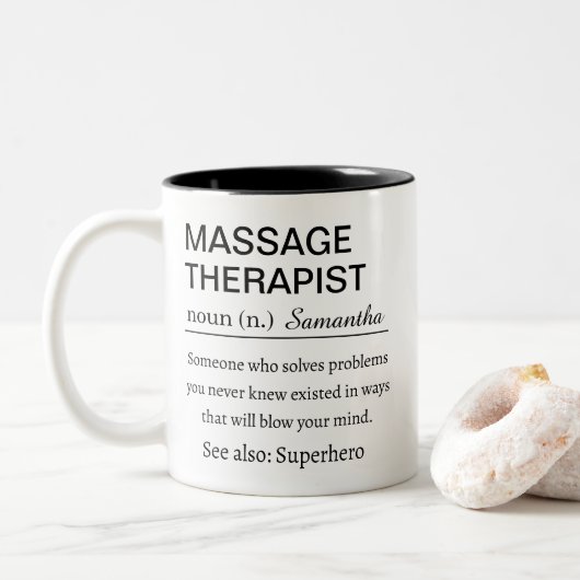 Massage Therapist Definition Zweifarbige Tasse (Mit Donut)