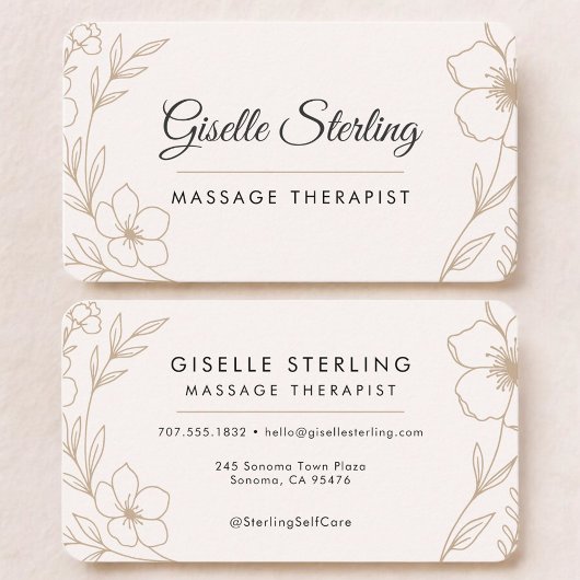 Massage Therapist Floral Visitenkarte