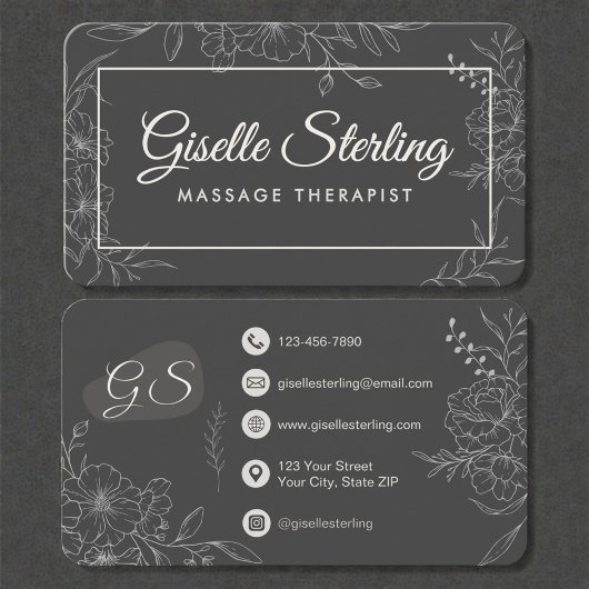 Massage Therapist Floral Visitenkarte