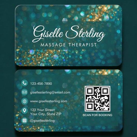 Massage Therapist  Green Gold QR Code Professional Visitenkarte