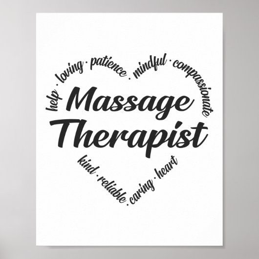Massage Therapist Heart Word Cloud Poster (Vorne)