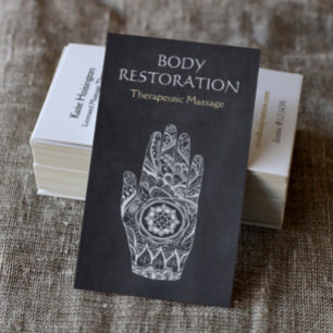 Massage Therapist Henna Lotus Tattoo Hand Visitenkarte