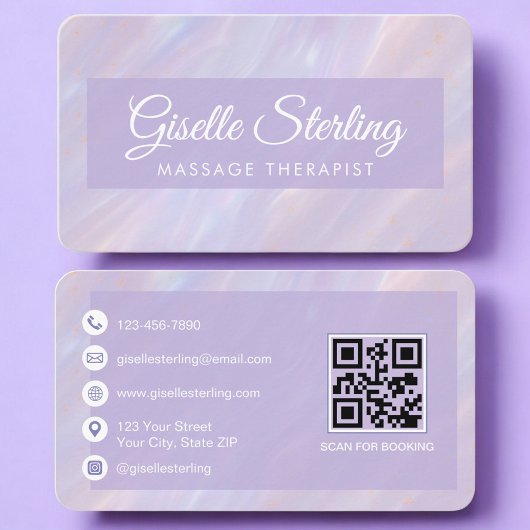 Massage Therapist Iridescent QR Code Professional Visitenkarte