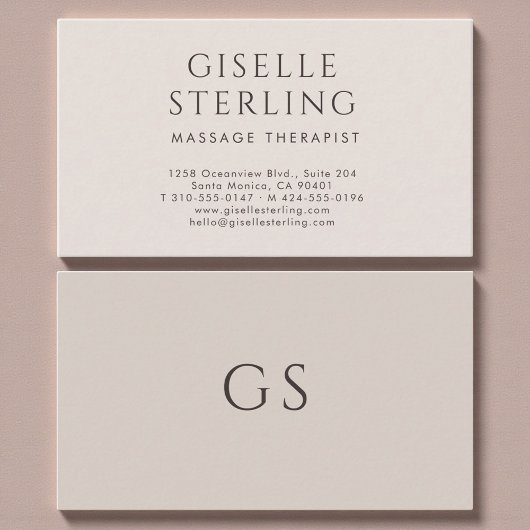 Massage Therapist Minimalist Luxury Neutral Modern Visitenkarte