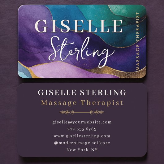 Massage Therapist Purple Visitenkarte