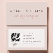 Massage Therapist QR Code Blush Pink  Visitenkarte