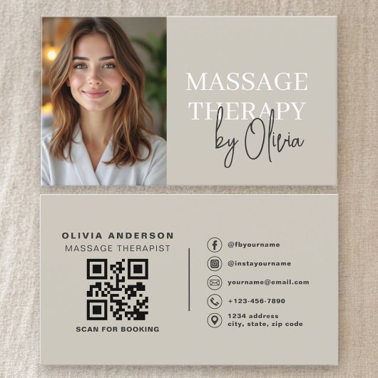 Massage Therapist QR Code Photo Visitenkarte