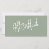 Massage Therapist Sage Green Gift Certificates (Vorderseite)
