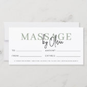 Massage Therapist Sage Green Gift Certificates (Rückseite)